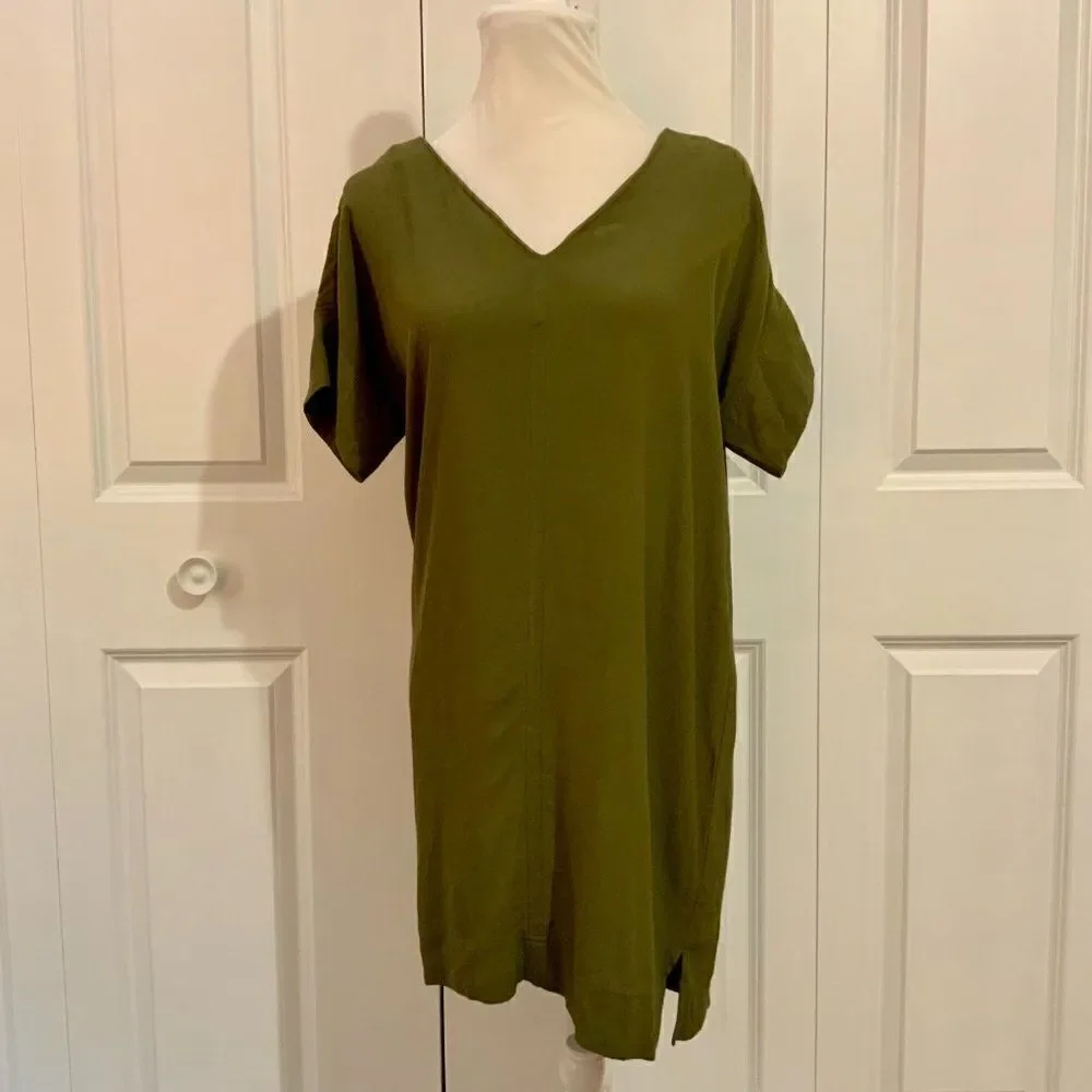 Madewell Olive Green Short Sleeve Novel Shift Dress XS